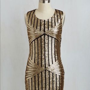 ModCloth Golden sequins bodycon dress extra small